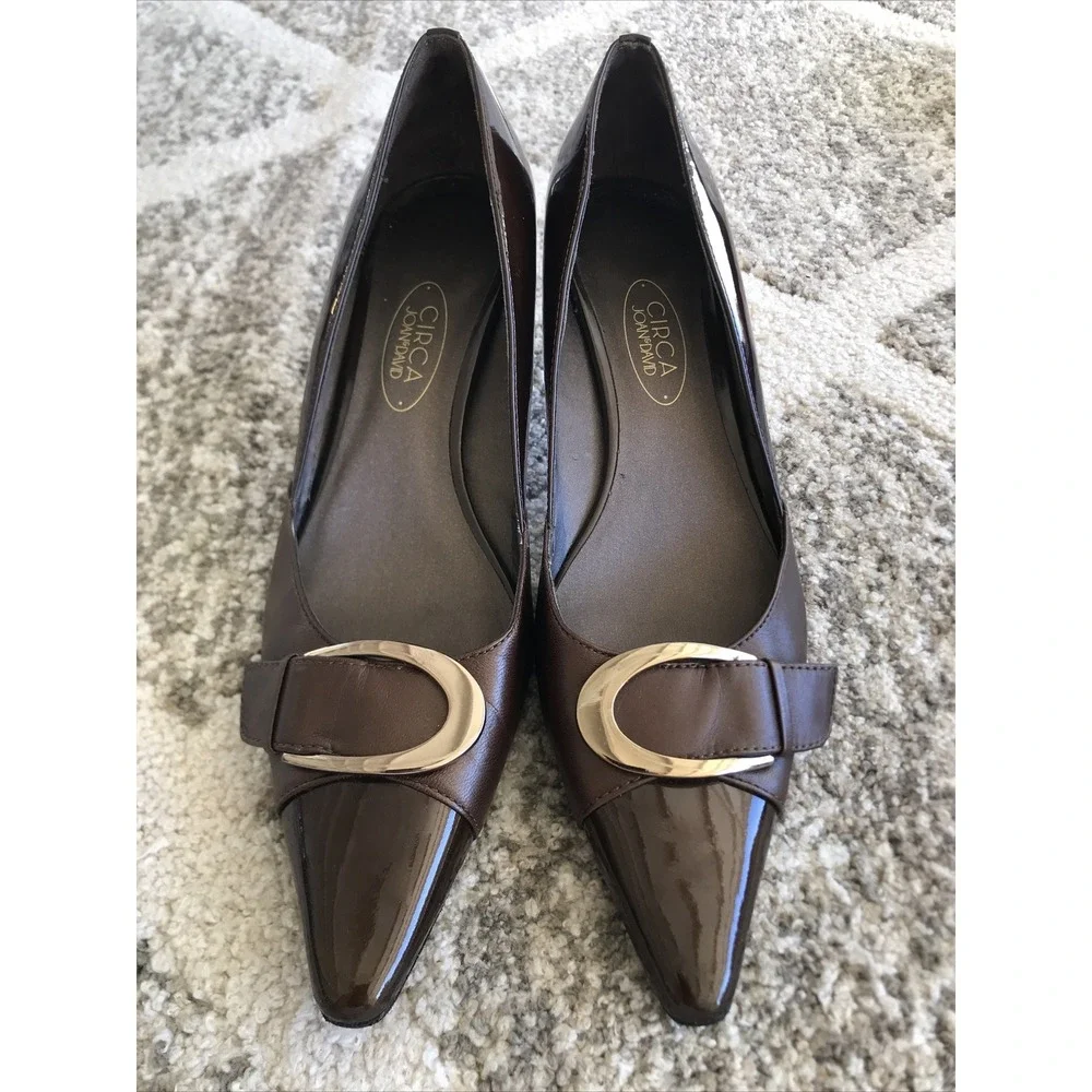 Circa Joan & David Womens Shoes Size 6.5M Chocolate Leather Closed Toe Heels